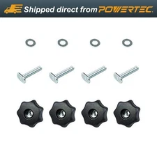 POWERTEC T-Track Knob Kit w/ 7-Star 5/16 Threaded Knob,Bolts,Washers-4PK (71483)