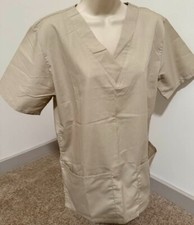 FASHION SCRUBS WOMEN SCRUB TOP EXTRA SMALL TAN NEW