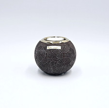 Formano Teelichtleuchte Braun-Gold Rund Ornamente Keramik 9 cm