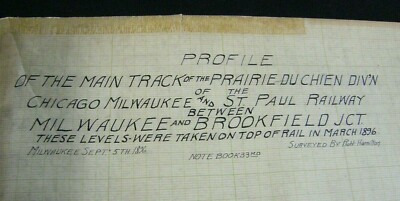 1896 Chicago Milwaukee & St. Paul Railroad  Brookfield Hand Drawn Profile Map