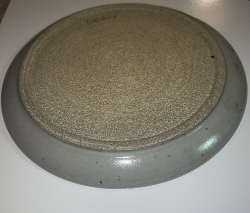 Debbie Dean Steinzeug Gans Riffelteller 10" blau * kleine Glasurfehler? - Bild 6 von 15