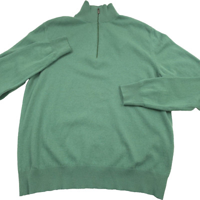 $950 Massimo Alba Green Cashmere Half Zip Sweater Made in Italy Mens Size Small