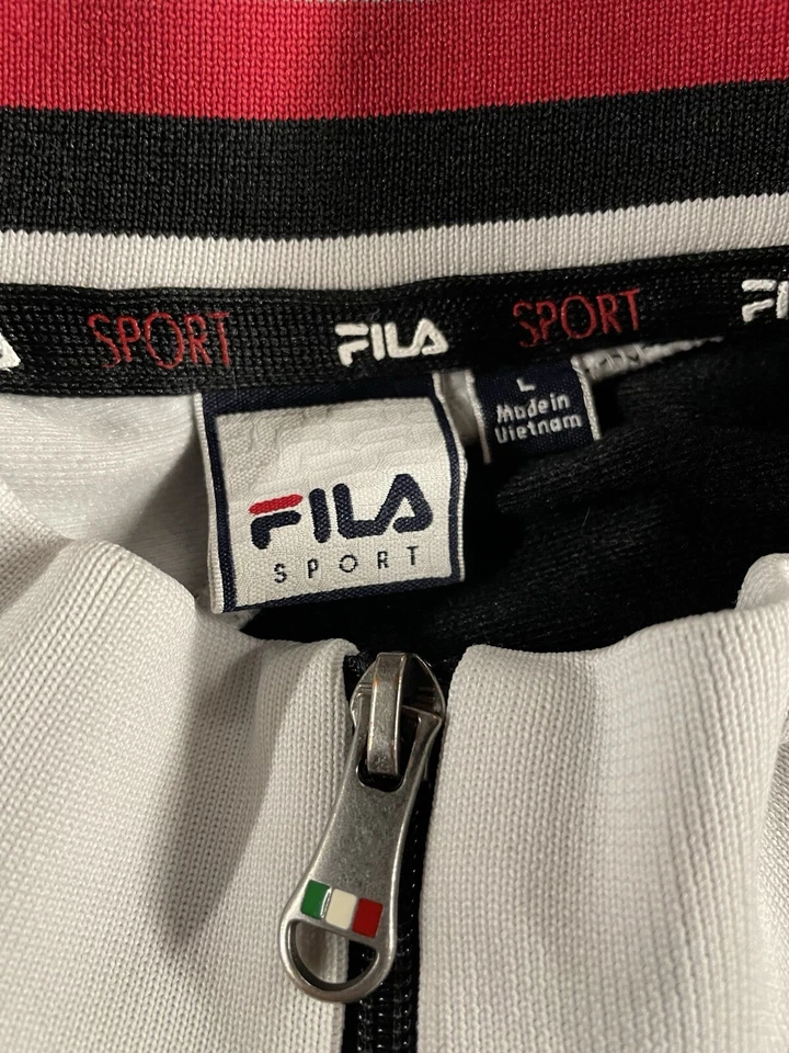 Chaqueta FILA Sport Vintage ITALIA Colorblock Rojo Negro Blanco Cremallera Para Hombre Grande Foto 3 de 3