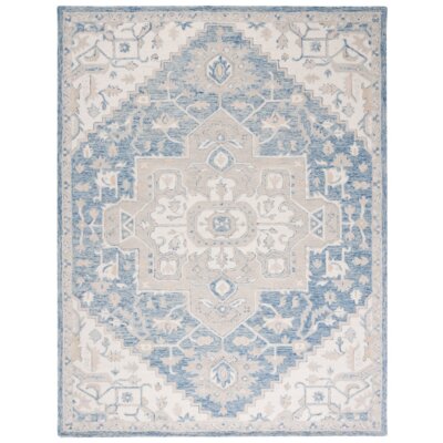 SAFAVIEH Micro-Loop MLP503M Handmade Blue / Ivory Rug