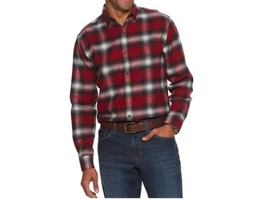 Extra-Soft Flannel Button-Down Shirt XL 