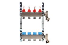 Kit collettore premontato in acciaio con misuratori di portata GIACOMINI 1"x3/4