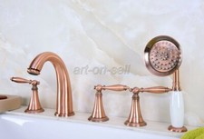 Antique Copper Bathroom Roman Bath Tub Faucet Mixer Tap 5PCS Set W/ Hand Shower