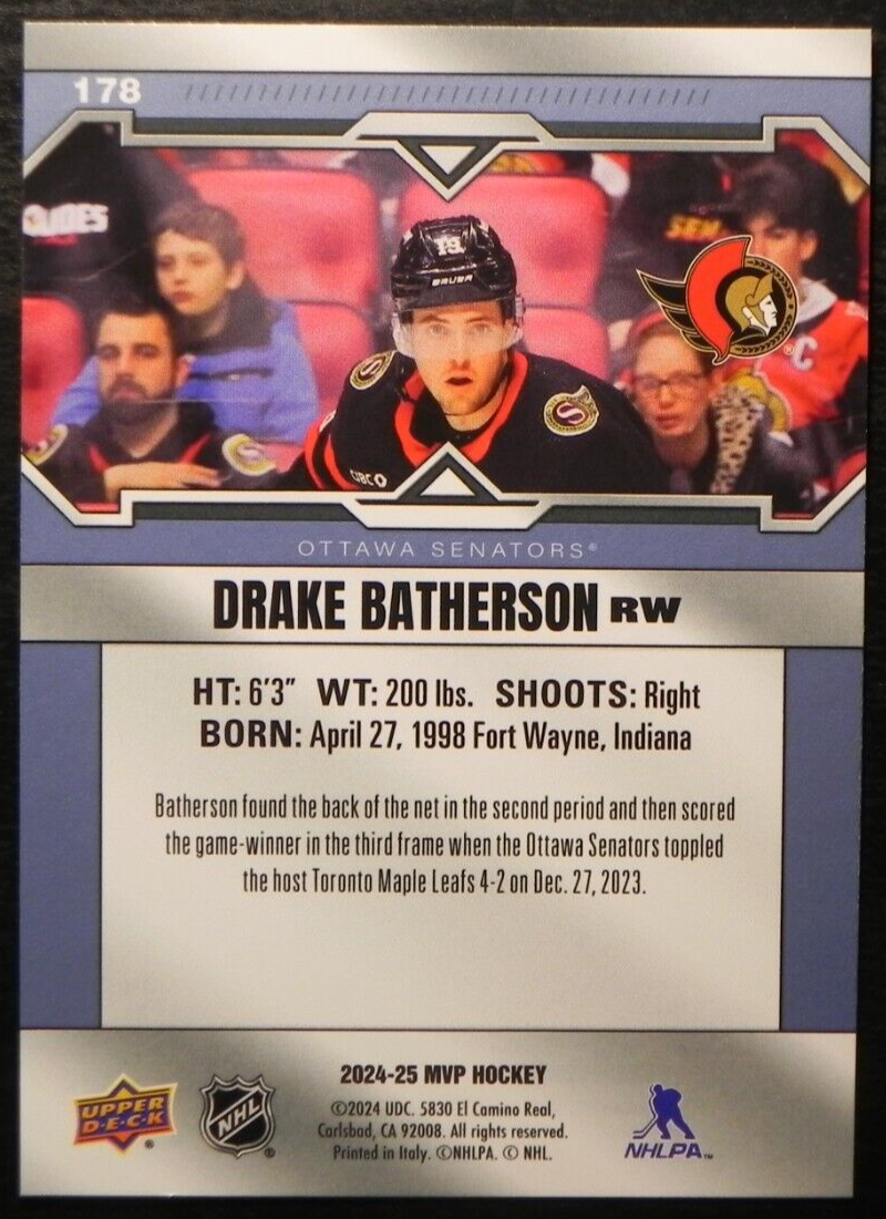 UPPER DECK NHLカード SP GAME USED DRAKE BATHERSON SENATORS 15/35 #DDM-DB 送料無料 中古 IT1 UPPER DECK NHLカード SP GAME USED DRAKE BATHERSON SENATORS