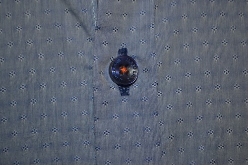 Jared Lang Men Light Blue Geometric Long Sleeve Dress Shirt Size L - Picture 3 of 12