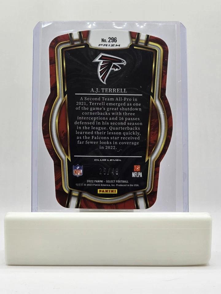 2022 Panini Select AJ Terrell #296 White Die Cut /49 FALCONS - Image 2 of 2