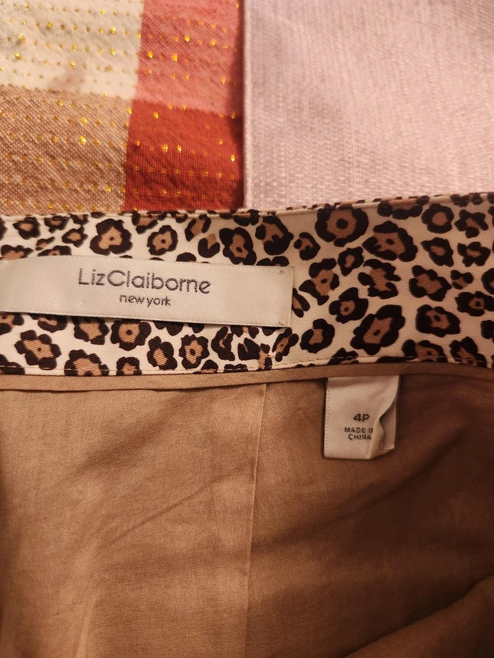 Falda recta Liz Claiborne leopardo talla 4P lápiz estampado animal debajo de la rodilla midi Foto 4 de 4