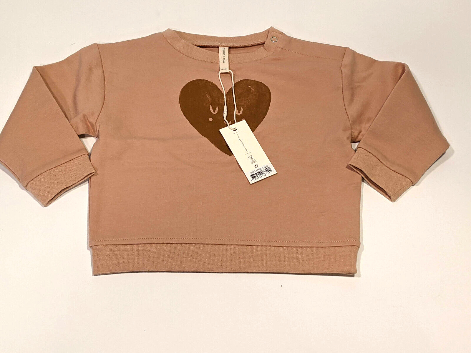 Quincy Mae Heart Fleece Sweatshirt 12-18 mo Sand Soft Cozy