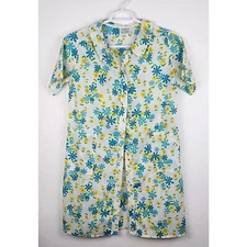 Vintage J.C. Penny Seersucker Floral Snap Front Robe Housecoat Size Medium