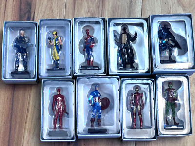 Set Of 9 Eaglemoss Classic Marvel Figurine Collection Spiderman Iron Man