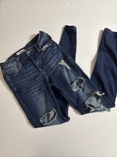 Cello Jeans Women's Denim Pants Junior Size 9 Distressed Skinny Dark Wash