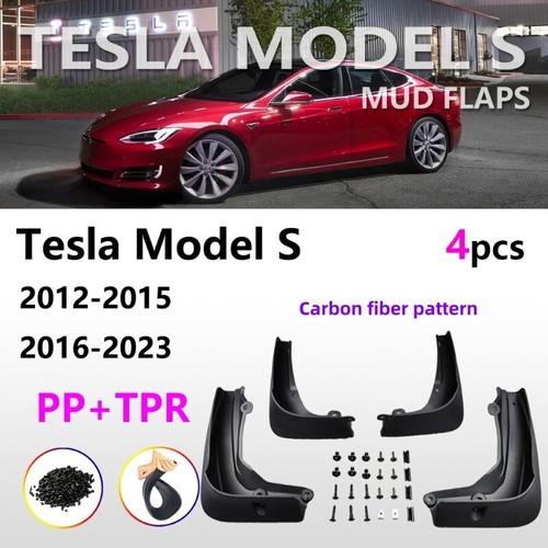 4Pcs Fit Tesla Model S 2016-2023 Carbon Fiber Pattern Mud Flaps Splash Guards - Picture 2 of 10