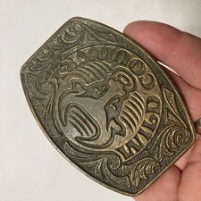 Vintage Wild Country Bull Solid Brass Belt Buckle Western Rodeo Wild West Cowboy