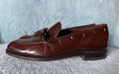 Johnston & Murphy Brown Square Toe TASSLE Leather Dress Shoes mens 9.5 D
