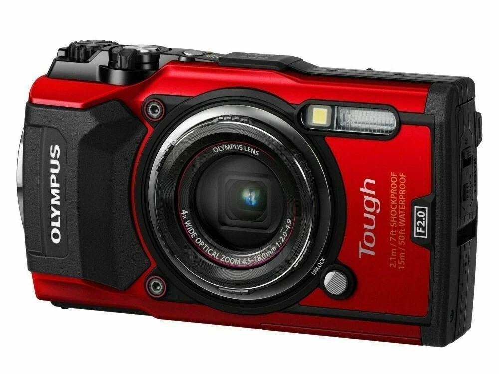 USED OLYMPUS Waterproof Digital Camera Tough TG 5 Red GPS Wi Fi