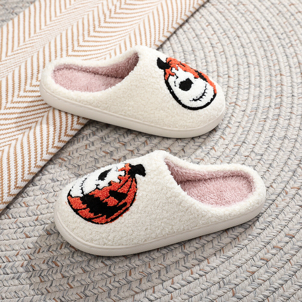 APL Pantofole morbide pelose Halloween zucca peluche pantofole per esterno interno camera da letto