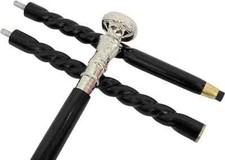 Vintage Antique Wooden Walking Stick Silver Brass Handle knob Walking Cane Gift