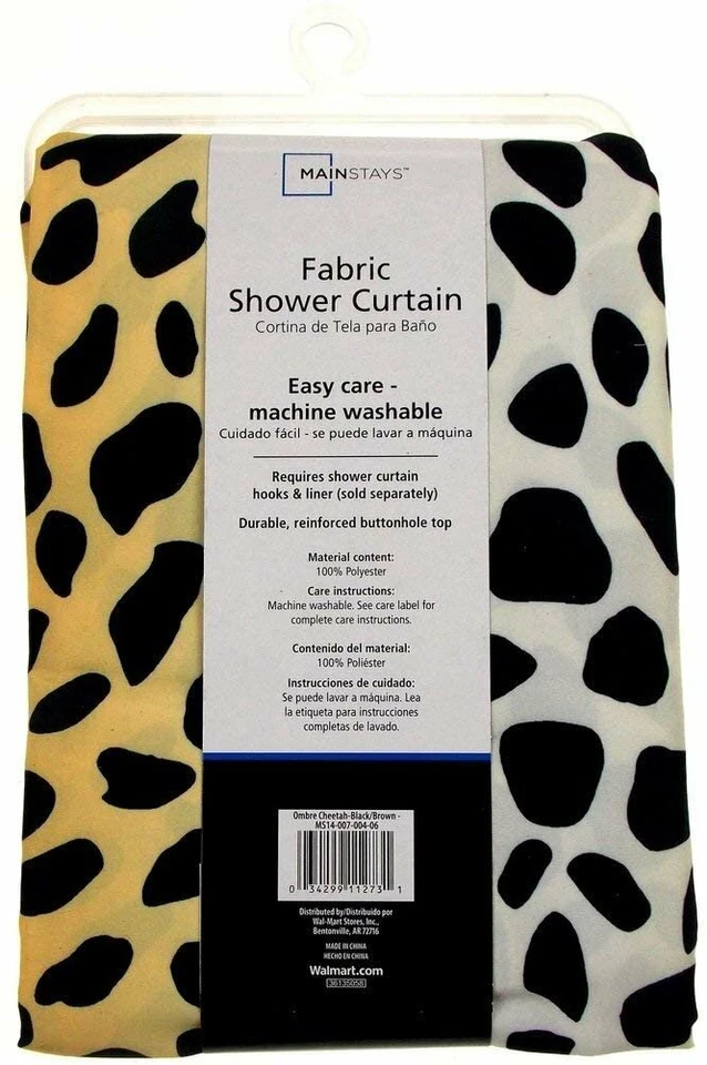 Cortina de Ducha Tela Estampado Animal Leopardo Guepardo Ombre Negro Marrón 70"x72" Foto 4 de 4