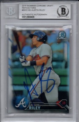 Austin Riley Braves 2016 Bowman Chrome Draft Refractor Signed Card Beckett