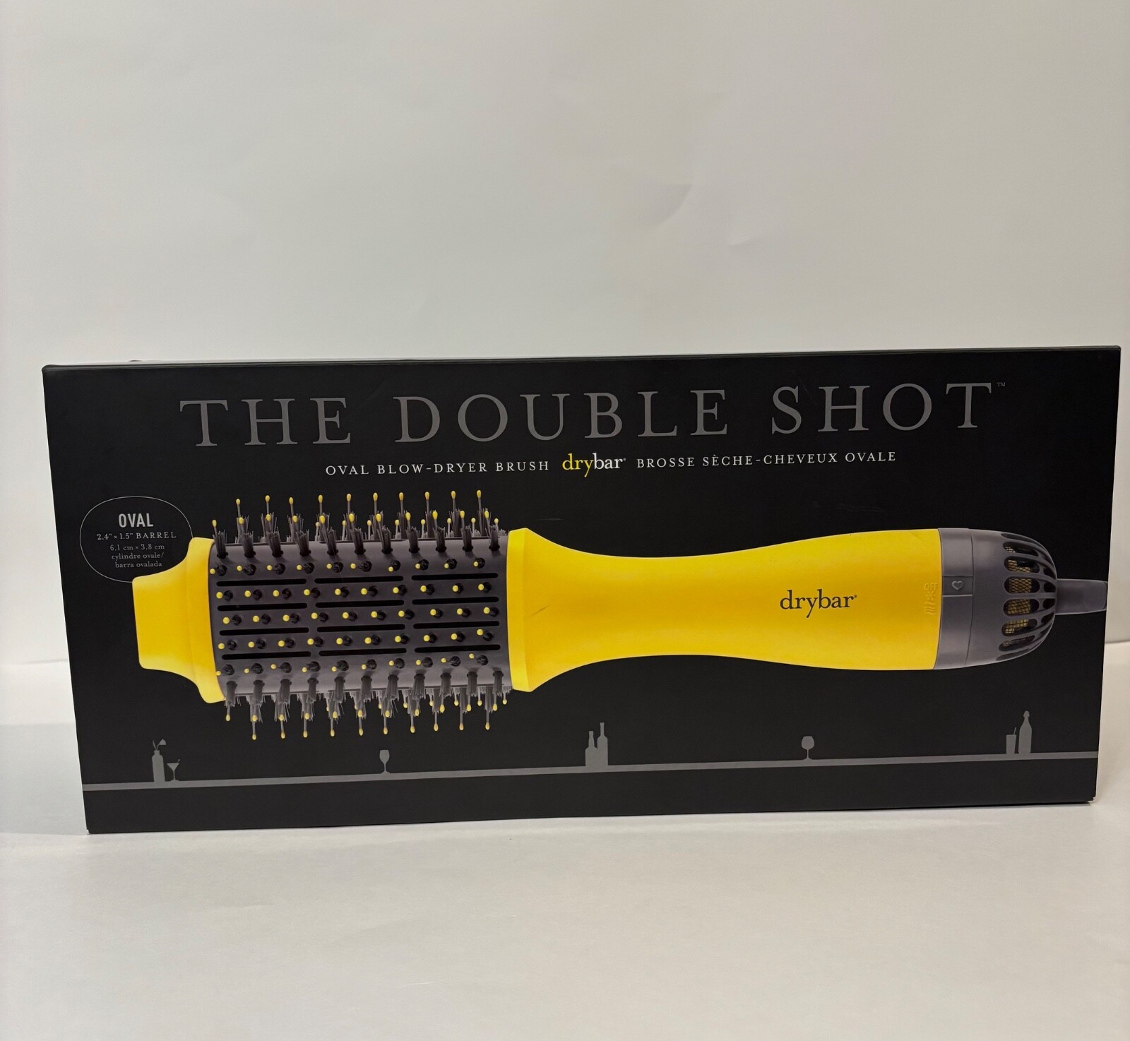Drybar Double Shot Oval Blow Dryer Brush 2.4x1.5-Inch Yellow Barrel