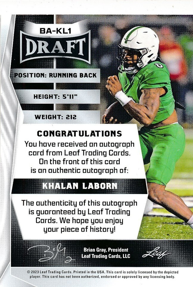 KHALAN LABORN 2023 Leaf Draft Football AUTO RC 49ers | eBay