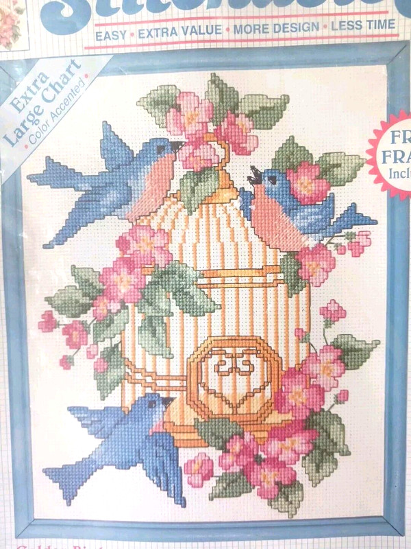 DIMENSIONS STITCHABLES Counted Cross Stitch Kit Golden Birdcage New In Torn Pkg