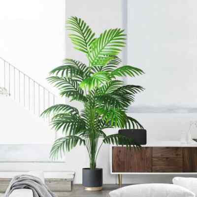 90-120cm große künstliche Palme tropische Kunstpflanzen grün Kunststoff Palmblatt