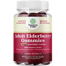 Elderberry Vitamin C and Zinc Gummies - Advanced Immune Booster Sambucus 90ct