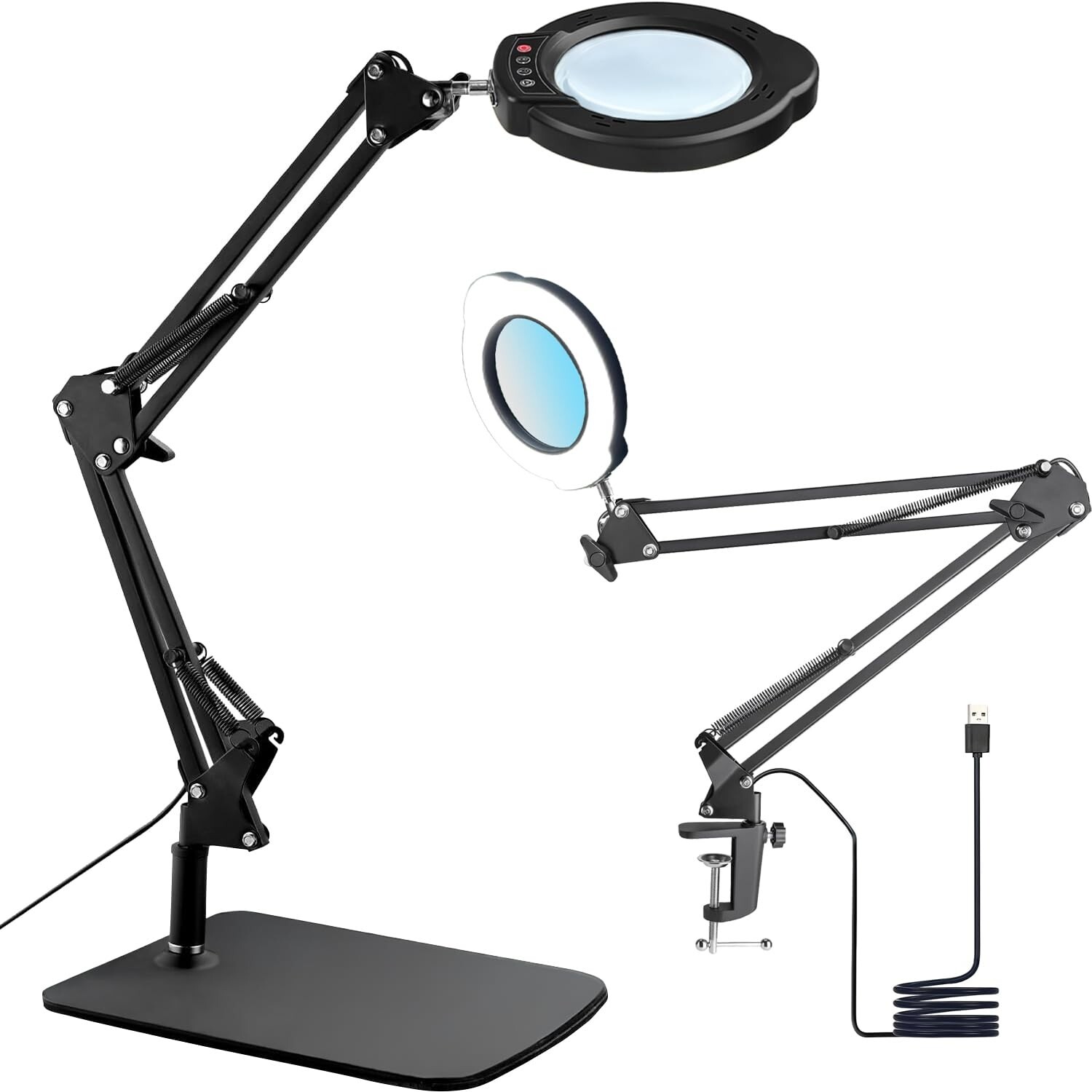 15X Magnifying LED Desk Lamp with Clamp Base in 5 Colors