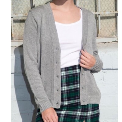 brandy melville grey button up sweater