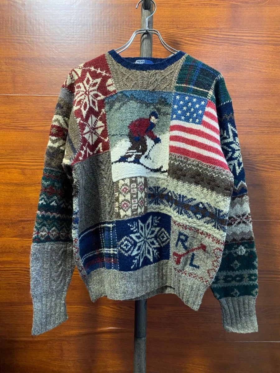 ralph lauren vintage patchwork sweater