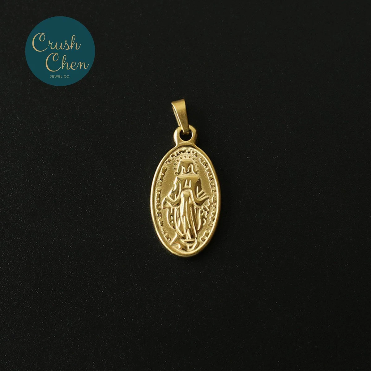 Oval Gold Plated Christian Religious Necklace Pendant Gift For Her