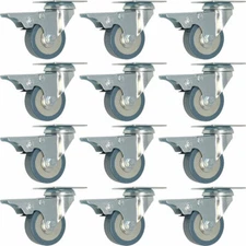 12 pack 2" Swivel Total Lock Brake Polyurethane Plate Caster PU