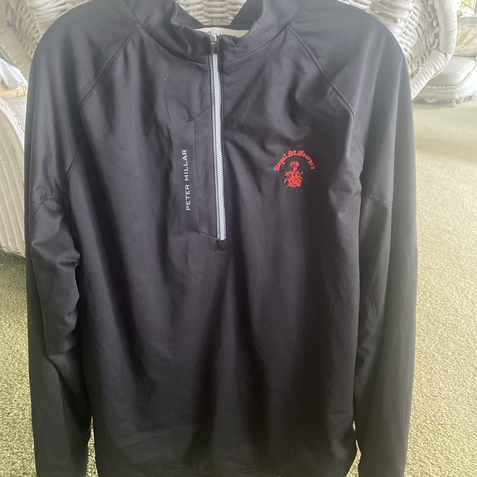 Peter Millar 1/4 Zip Pullover  Black Crown Golf Men’s Sz L Royal St.  George's