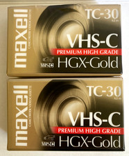 Maxell TC-30 VHS-C Premium High Grade HGX-Gold 2 Pack VHSC Cassette Tapes NEW 