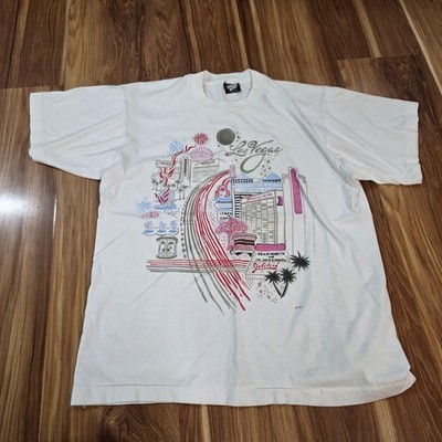 Vintage Las Vegas Strip Shirt Mens Large White Screen Stars Best Tee 90s