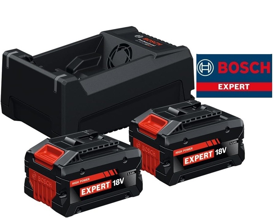 Bosch EXPERT kit 2 batterie 5,5 Ah 18V EXBA 18V-55 + GAL 12V/18V-80