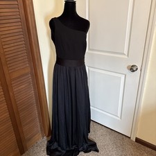 White by Vera Wang Black One Shoulder Gown W Belt/Sash Prom Wedding Size 8