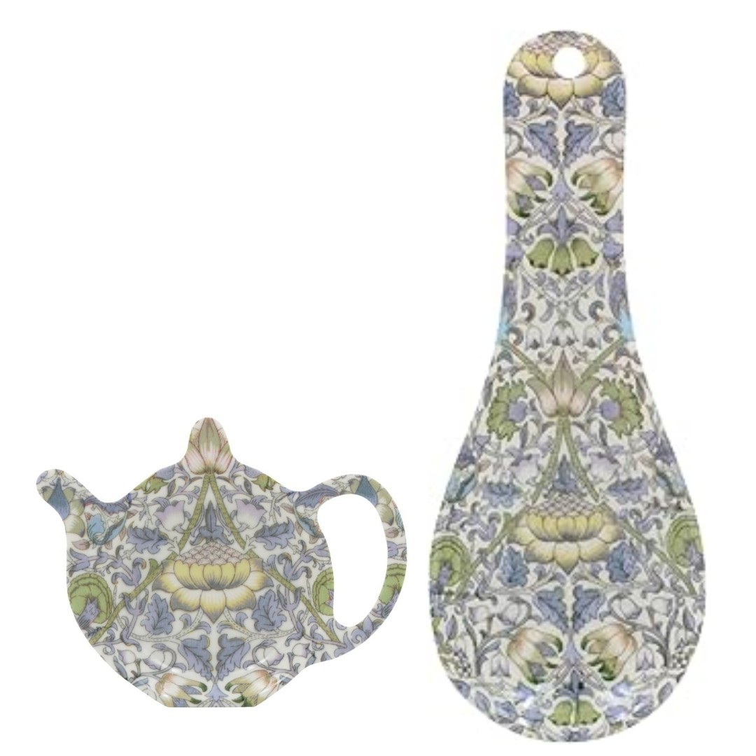 LEONARDO WILLIAM MORRIS LODDEN MELAMINE TEA BAG AND SPOON REST HOLDER SET