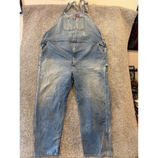 Dickies Overall Men 54x32 Blue Denim Bib Workwear Carpenter Utility Distressed