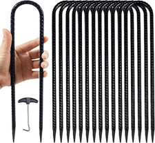12 Pieces Trampoline Stakes Anchors High Wind Galvanized Steel Anchors, 12 Inch