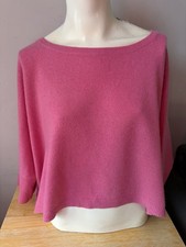 Minnie Rose 100 Cashmere Dolman Sleeves Pink Sweater Boxy Cropped EUC