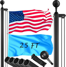 Flag Pole Kit 25FT, 90MPH Wind Resistance, 1.8Mm Thickness Heavy Duty Flag Poles