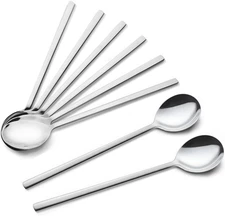 IQCWOOD Spoons, 8 Pieces Korean Spoon, 8.5 Inch Stainless Steel Table Soup Spoon