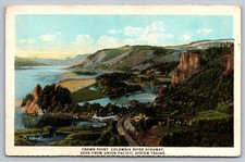 Vintage Union Pacific System Postcard Columbia River Highway Crown Point