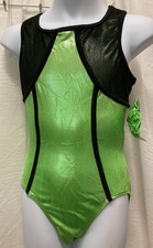 Gymnastic Dance Foil Leotard 3 Color Choices Ladies/Girls Szs 74042 Black Mesh